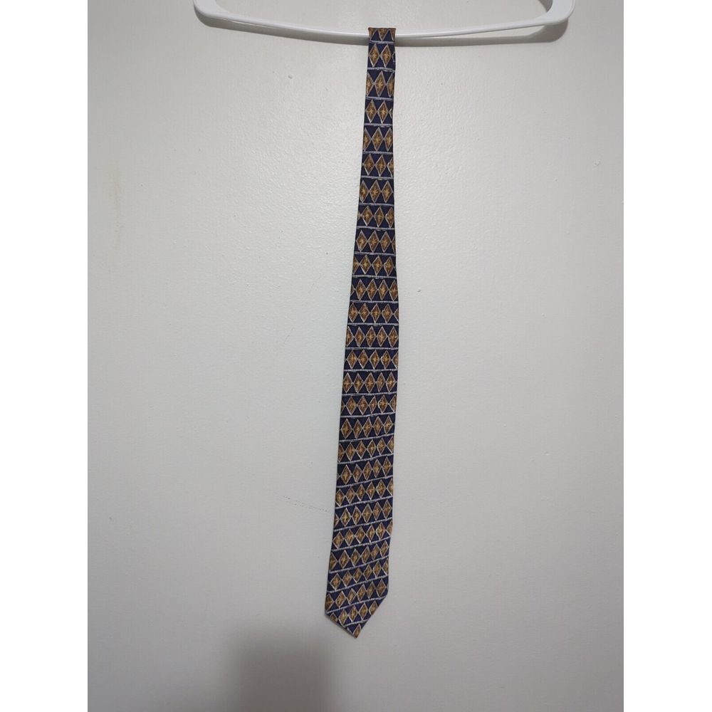 Gin & Tonic Cocktail Collection Navy Blue Gold Diamond Geometric Silk Tie USA